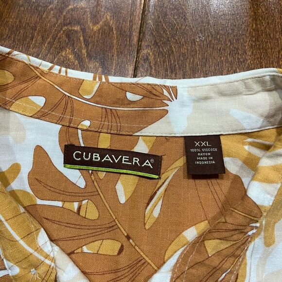 Cubavera Casual Summer Viscose White Orange Tan Button Front Shirt Men's XXL - Picture 6 of 8